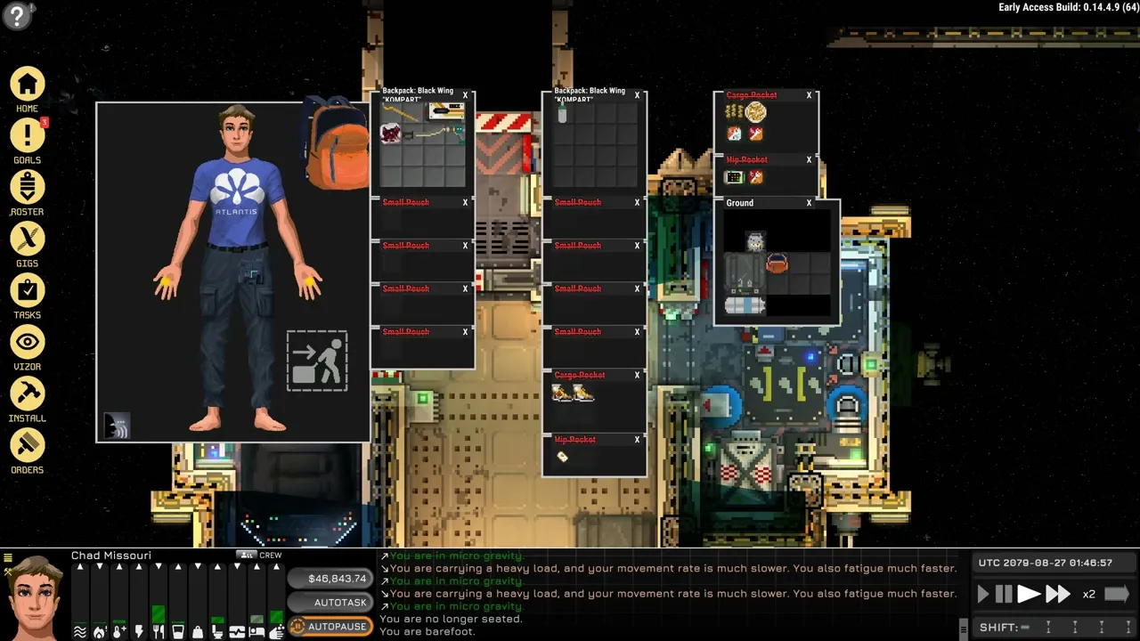 Ostranauts airlock cycle between pressurized hab and vacuum exterior